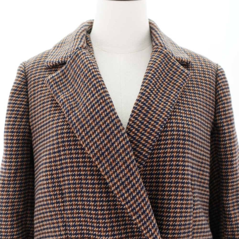 Gap Tweed Women's Sport Coat‎ Brown Tan Blue Check Medium Tall Polyester